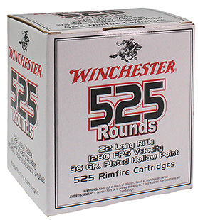 WINCHESTER 22LR 36GR PLATED HP 1280FPS 525RD 10BX/CS - for sale