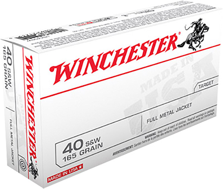 WINCHESTER USA 40 SW 165GR FMJ TRUNCATED CONE 50RD 10BX/CS - for sale