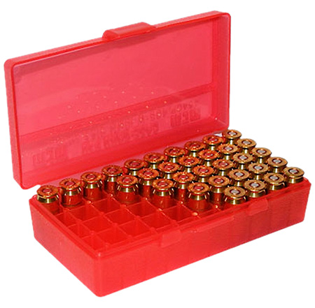 mtm case-gard - Ammo Box - P50 MED HNDGN AMMO BOX 50RD - CLR RED for sale