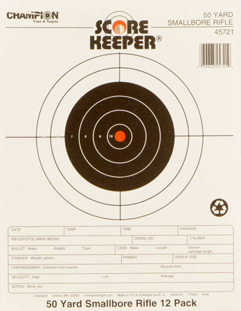 champion - Score Keeper - SK 50YD SM BORE ORG/BLK BULL TGT 12PK for sale