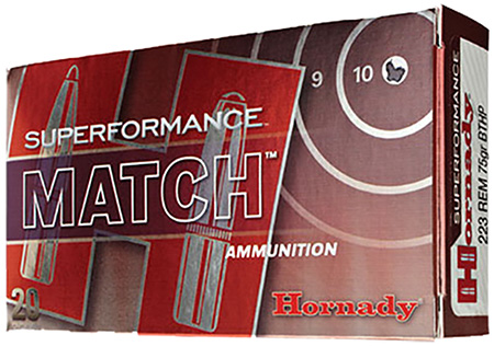 HORNADY SPF MATCH 223 REM 75GR BTHP 20RD 10BX/CS - for sale