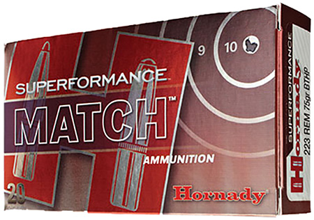 Hornady - Superformance Match - 5.56x45mm NATO - AMMO SPF 556 NATO 75GR BTHP 20/BX for sale