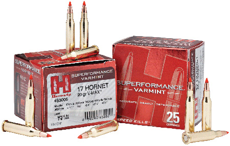 HORNADY SPF VARMINT 17 HORNET 20GR V-MAX 25RD 10BX/CS - for sale