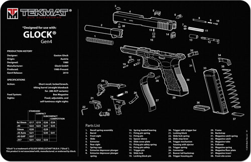 tekmat - Glock Gen 4 - TEKMAT GLOCK GEN 4 - 11X17IN for sale