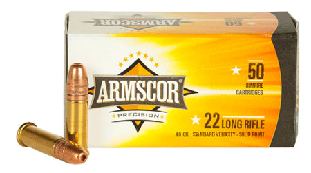 ARMSCOR 22LR 40GR LEAD SOLID POINT STAND-VEL 50RD 100BX/CS - for sale