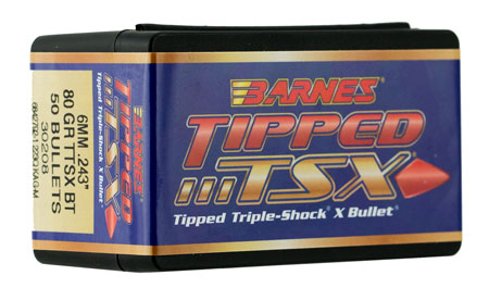 barnes bullets - Tipped TSX - .22 BB - BULLETS 6MM TTSX BT 80GR 50RD/BX for sale