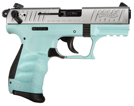 WALTHER P22 CA 22LR 3.42" AS 10-SHOT ANGEL BLUE POLYMER - for sale