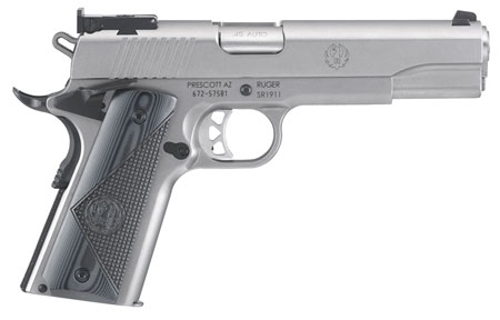 RUGER SR1911 TARGET 45ACP ADJ STAINLESS G10 GRIPS - for sale
