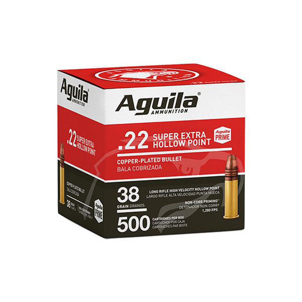 AGUILA HIGH-VEL 22LR 38GR PLATED HP 1280FPS 500RD 4BX/CS - for sale
