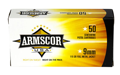 ARMSCOR 9MM LUGER 115GR FMJ 50RD 20BX/CS  MADE IN USA - for sale