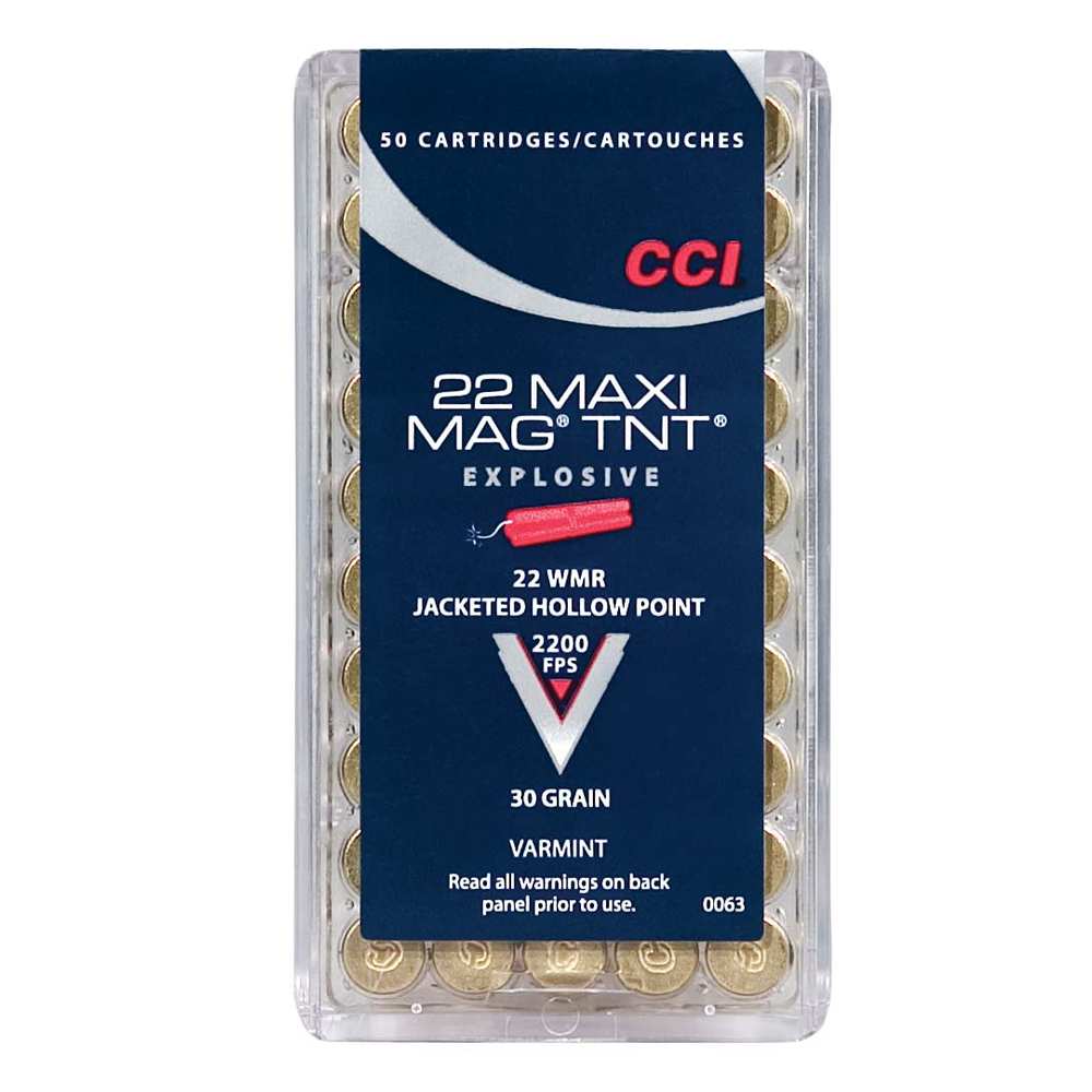 CCI MAXI-MAG 22WMR 30GR TNT JHP 2200FPS 50RD 40BX/CS - for sale