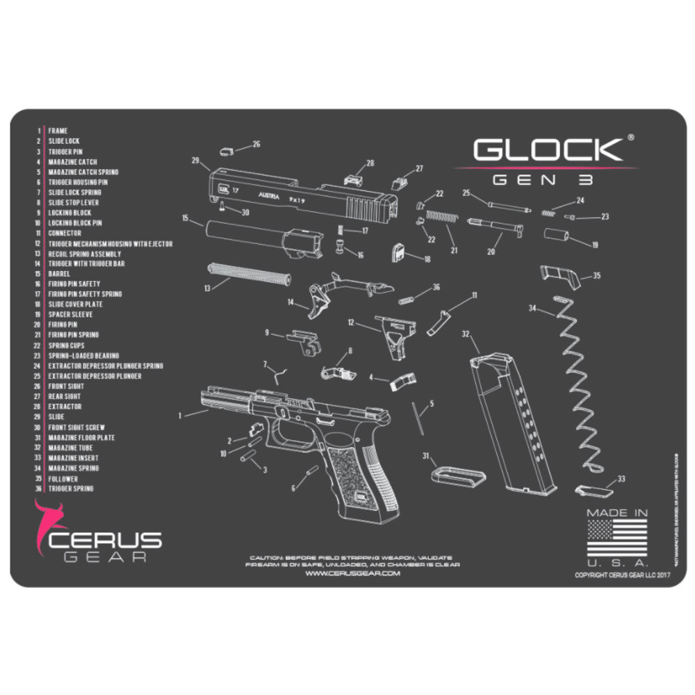 cerus gear - HMGLKG3SCHPNK - GLOCK GEN 3 SCHEMATIC GRAY/PINK for sale
