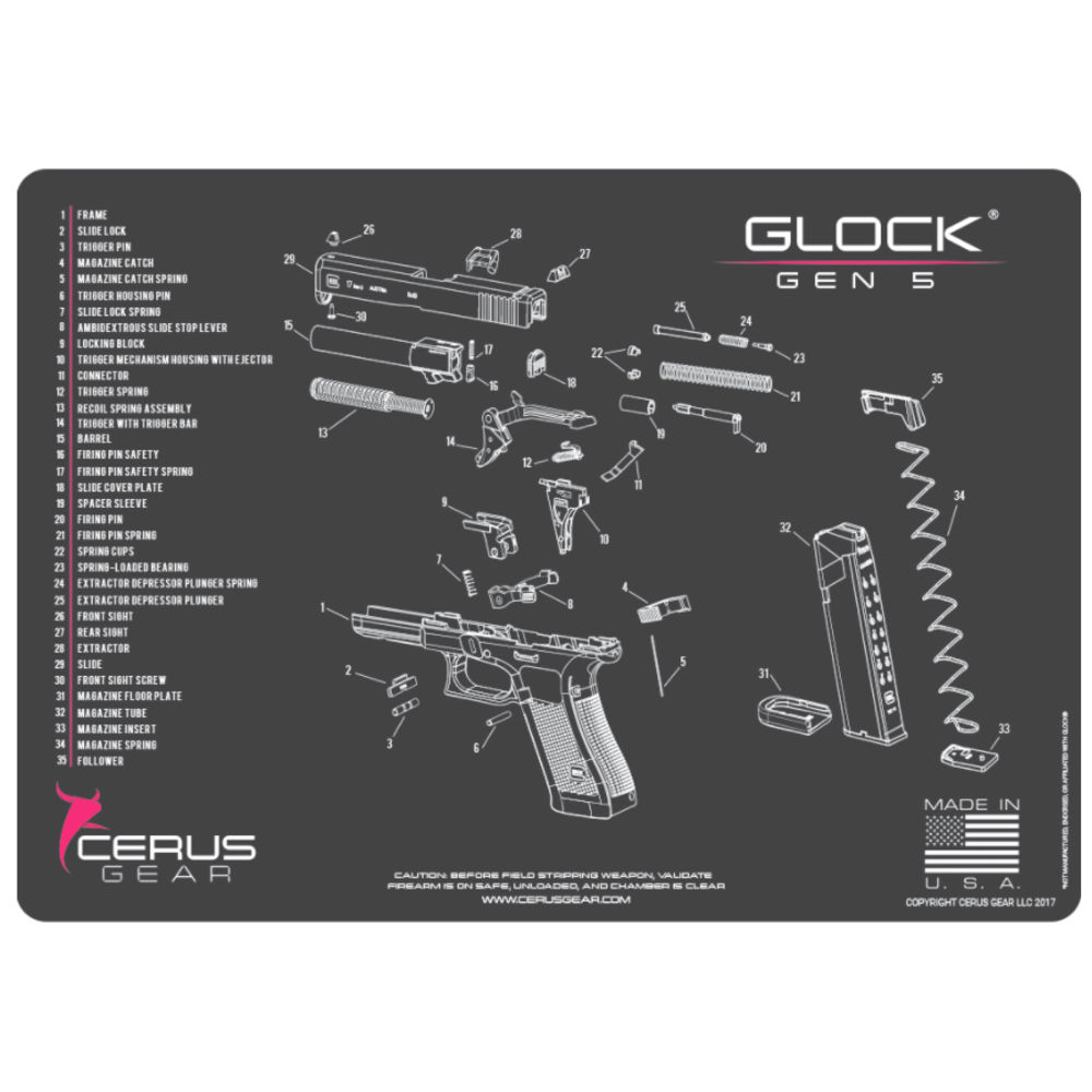 cerus gear - HMGLKG5SCHPNK - GLOCK GEN 5 SCHEMATIC GRAY/PINK for sale