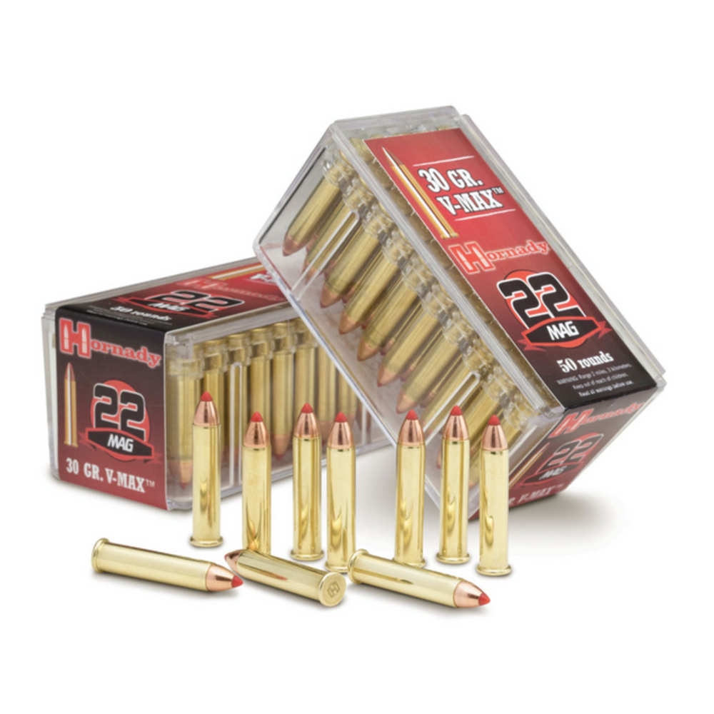 HORNADY 22WMR 30GR V-MAX 2200FPS 50RD 40BX/CS - for sale