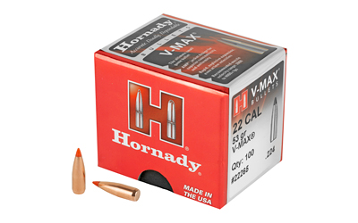 Hornady - V-Max - 22 Caliber - BULLET VMAX 22CAL 224 53GR VMAX 100RD/BX for sale