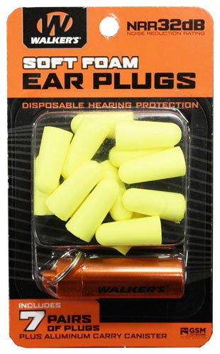 WALKER'S 7PK YEL FOAM PLUG W/CASE - for sale