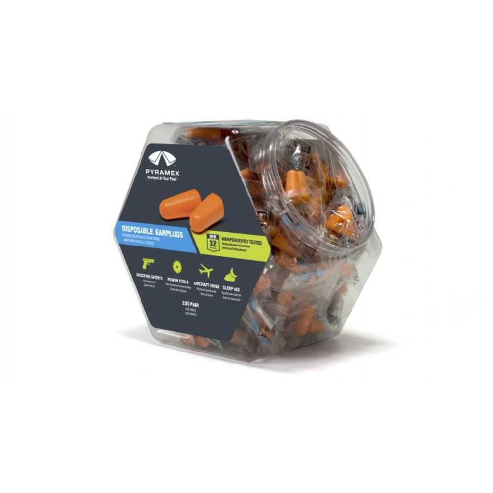 pyramex safety products - Disposable - RET 100PR UNCORD TPR DISP EARPLUG 32DB for sale