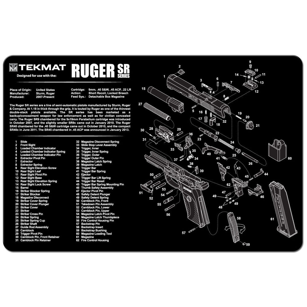 tekmat - Ruger SR 9 - TEKMAT RUGER SR9/SR40 - 11X17IN for sale