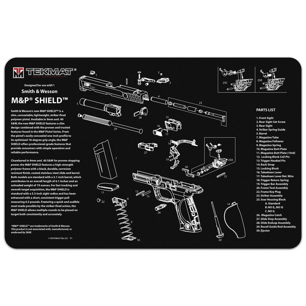 TEKMAT PISTOL MAT S&W M&P SHIELD BLK - for sale